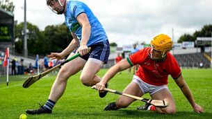 <p>Conor McCarthy of Nenagh Éire Óg in action against Cathal Quinn of Cashel King Cormacs during the Tipperary GAA Senior Hurling Championship quarter-final match between Cashel King Cormacs and Nenagh Éire Óg at FBD Semple Stadium in Thurles, Tipperary. Photo by Eakin Howard/Sportsfile</p>