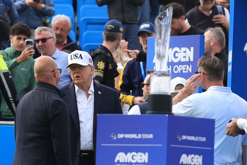 US president Donald Trump at the Irish Open at the Trump International Golf Links & Hotel in Doonbeg, Co Clare: Picture: Liam McBurney/PA US president Donald Trump at the Irish Open at the Trump International Golf Links & Hotel in Doonbeg, Co Clare: Picture: Liam McBurney/PA
