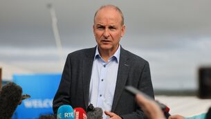 <p>Taoiseach Micheál Martin speaking to the media at the Irish Open in Doonbeg. Picture Liam McBurney/PA Wire</p>