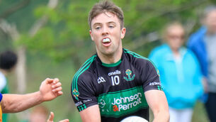 <p> Ross Corkery scored 0-5 for Nemo Rangers in the victory over Valley Rovers. Pic: David Creedon</p>
