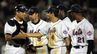 GettyImages-51720261 (1).jpg New York Mets catcher Mike Piazza (L) is congratul