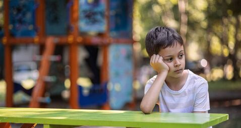 Sad kid on the playground