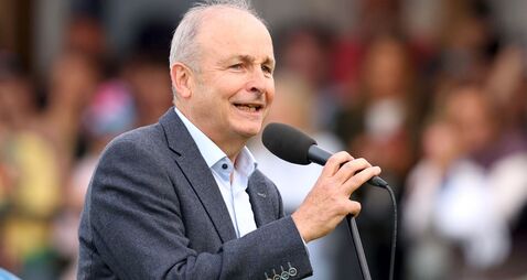Micheál Martin speaks to the crowd during the trophy presentation 13/9/2026