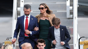 <p>Donald Trump Jr and wife Bettina disembark Air Force One after it landed at Dublin Airport for the start of US president Donald Trump trip to the Republic of Ireland. Picture: PA</p> <p>Donald Trump Jr and wife Bettina disembark Air Force One after it landed at Dublin Airport for the start of US president Donald Trump trip to the Republic of Ireland. Picture: PA</p>