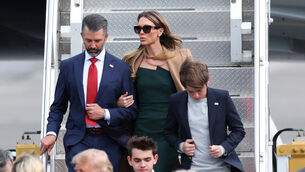 <p>Donald Trump Jr and wife Bettina disembark Air Force One after it landed at Dublin Airport for the start of US president Donald Trump trip to the Republic of Ireland. Picture: PA</p> <p>Donald Trump Jr and wife Bettina disembark Air Force One after it landed at Dublin Airport for the start of US president Donald Trump trip to the Republic of Ireland. Picture: PA</p>
