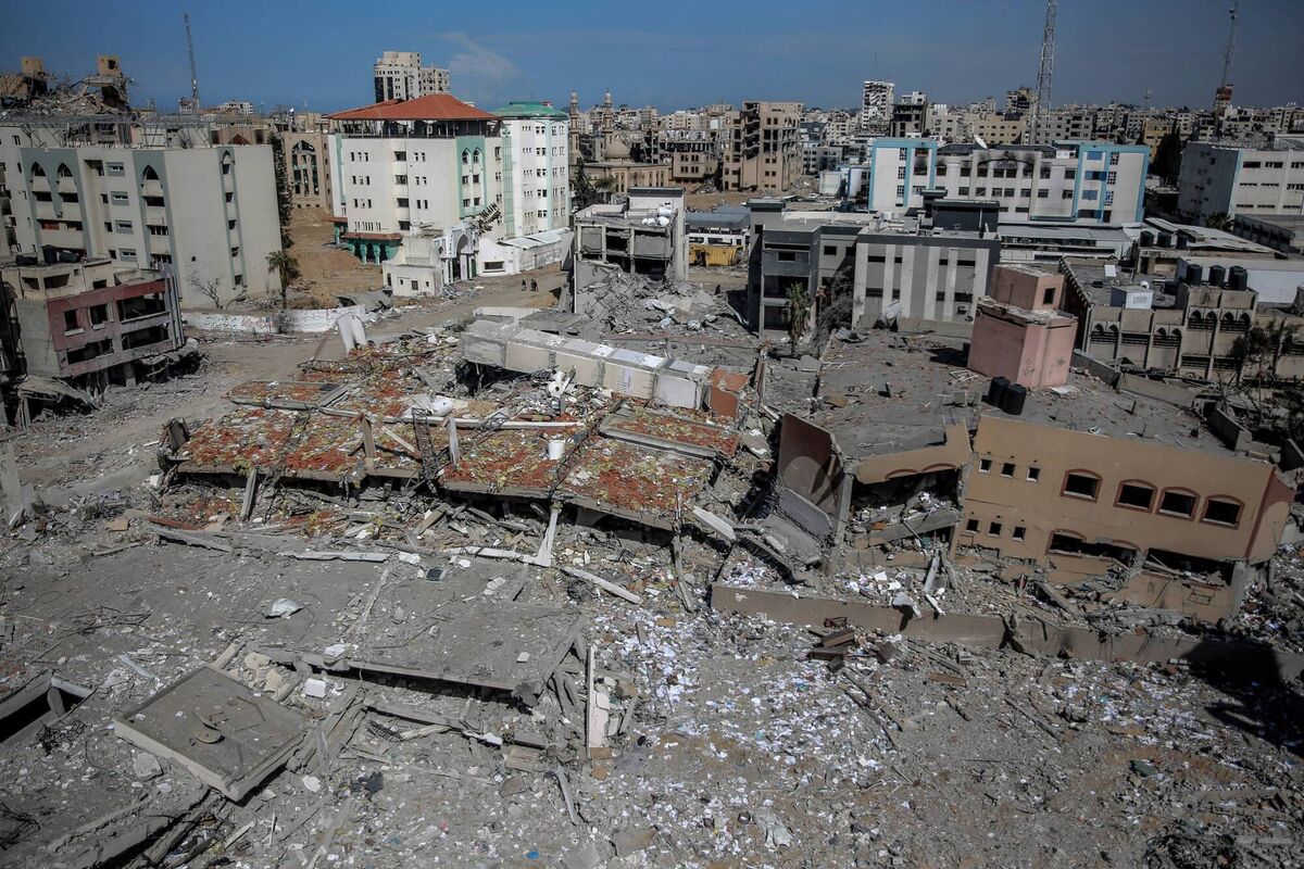 The remnants of the al-Aqsa University, which was levelled by Israeli bombs in February 2024. File picture: AFP via Getty Images The remnants of the al-Aqsa University, which was levelled by Israeli bombs in February 2024. File picture: AFP via Getty Images