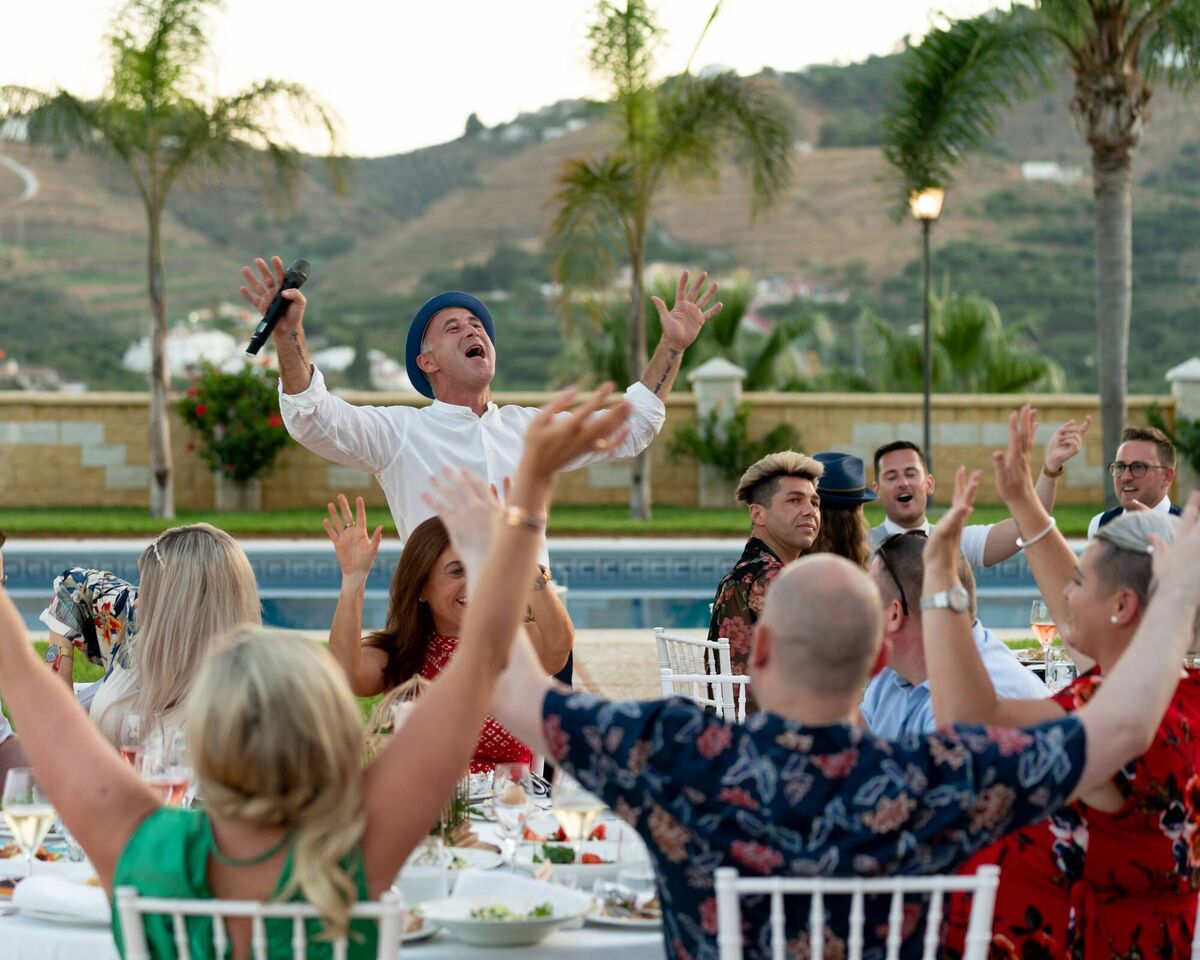 George McMahon and his wife Rachel's wedding reception in Spain. Picture: Dougie Farrelly. George McMahon and his wife Rachel's wedding reception in Spain. Picture: Dougie Farrelly.