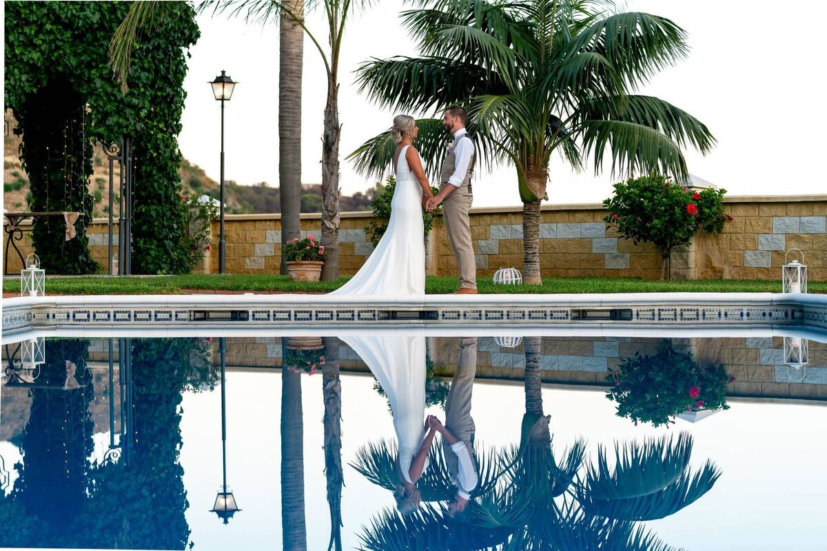 Actor George McMahon and his wife Rachel Smyth on their wedding day in Spain. Picture: Dougie Farrelly. Actor George McMahon and his wife Rachel Smyth on their wedding day in Spain. Picture: Dougie Farrelly.