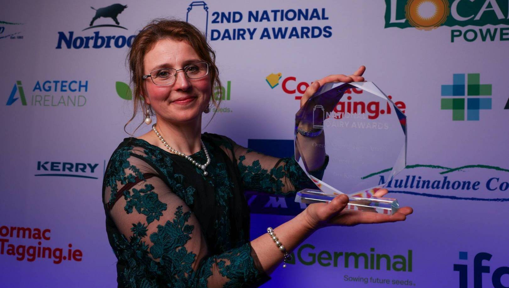2024 overall winner Mary Kinston pictured at the National Dairy Awards