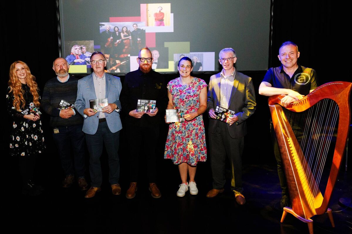 From left: Musician Lisa Lambe, Briery Gap Board Member Ian Mc Donagh, Noel O'Driscoll (Briery Gap Chairman of the Board), Pat Carey (Briery Gap Director), Councillor Gobnait Moynihan, Niall Healy (Assistant Chief Executive Cork County Council), and musician Cormac De Barra at the Briery Gap’s Season Launch, Macroom. Picture: John Beasley From left: Musician Lisa Lambe, Briery Gap Board Member Ian Mc Donagh, Noel O'Driscoll (Briery Gap Chairman of the Board), Pat Carey (Briery Gap Director), Councillor Gobnait Moynihan, Niall Healy (Assistant Chief Executive Cork County Council), and musician Cormac De Barra at the Briery Gap’s Season Launch, Macroom. Picture: John Beasley