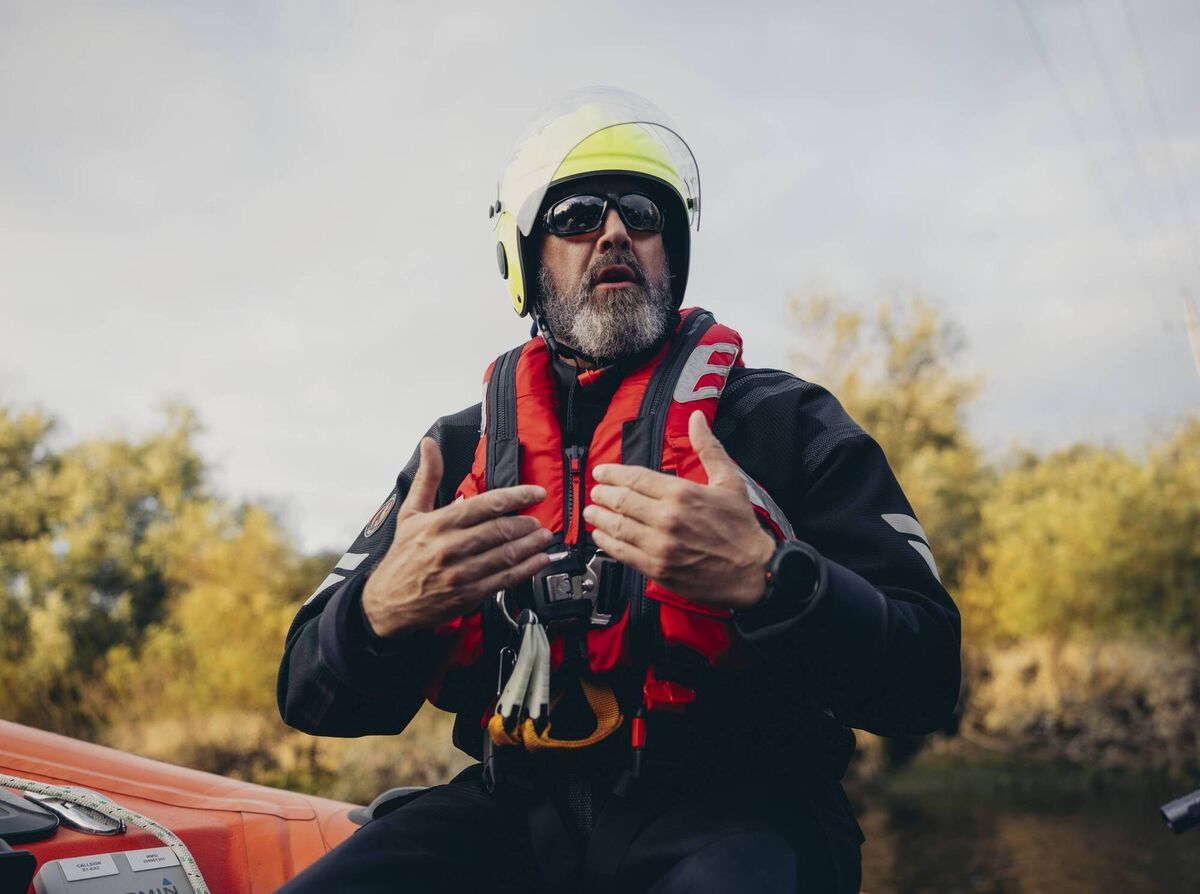 Diarmuid Moriarty on one of the rescue boats Diarmuid Moriarty on one of the rescue boats