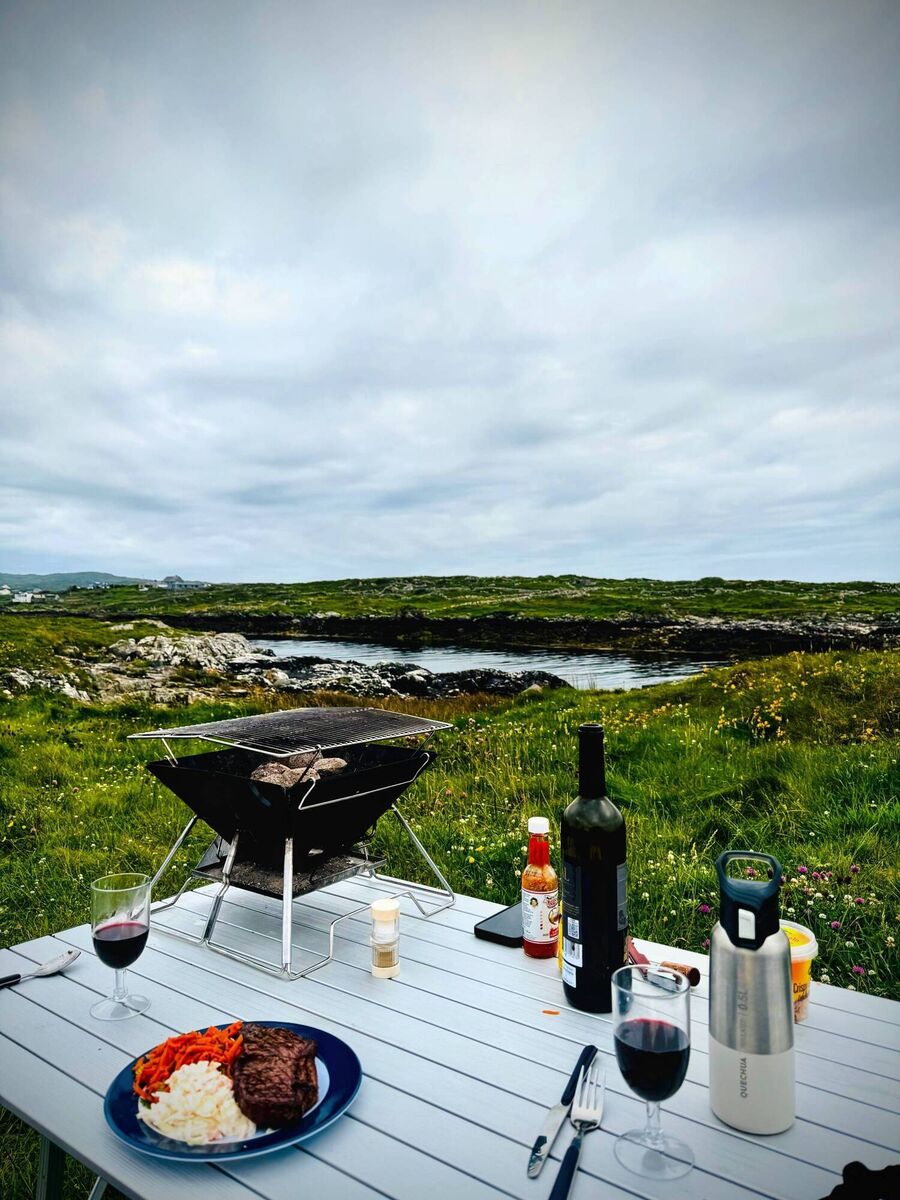 Dinner views from Clifden Eco Camping site. Dinner views from Clifden Eco Camping site.
