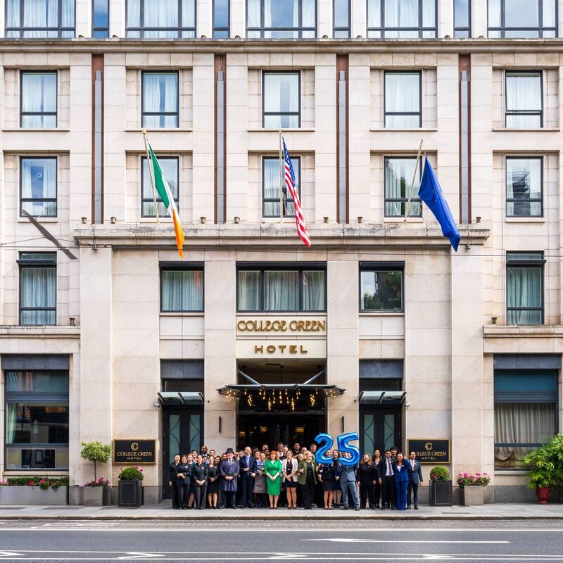 Staff outside The College Green Hotel, celebrating 25 years in business Staff outside The College Green Hotel, celebrating 25 years in business