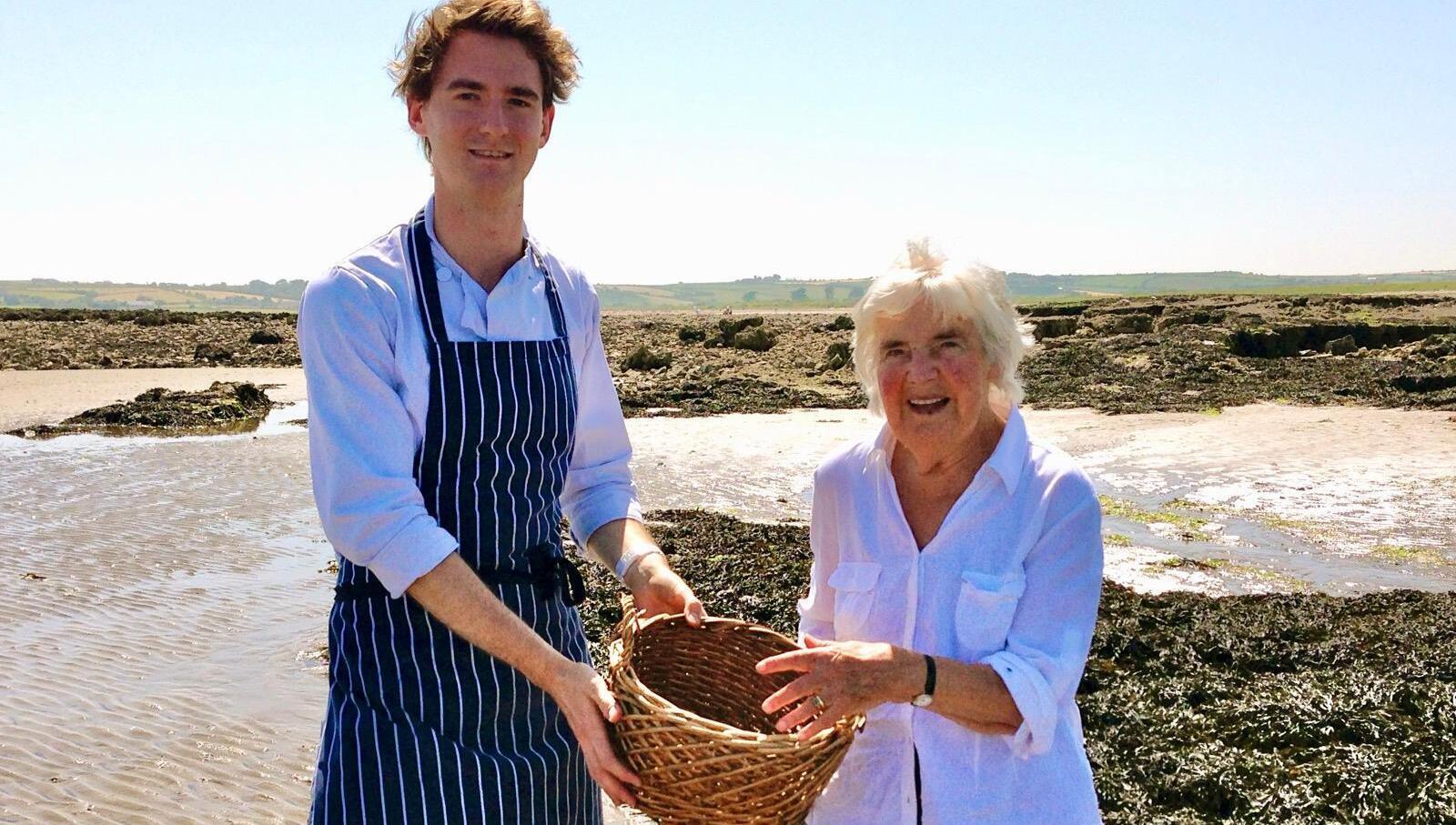 JR Ryall and Myrtle Allen harvesting fresh Carrageen moss