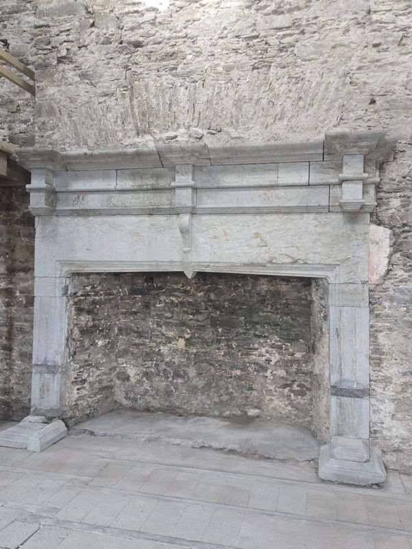 Fireplace inscribed with the year 1636. Picture: Niall Fitzgerald 