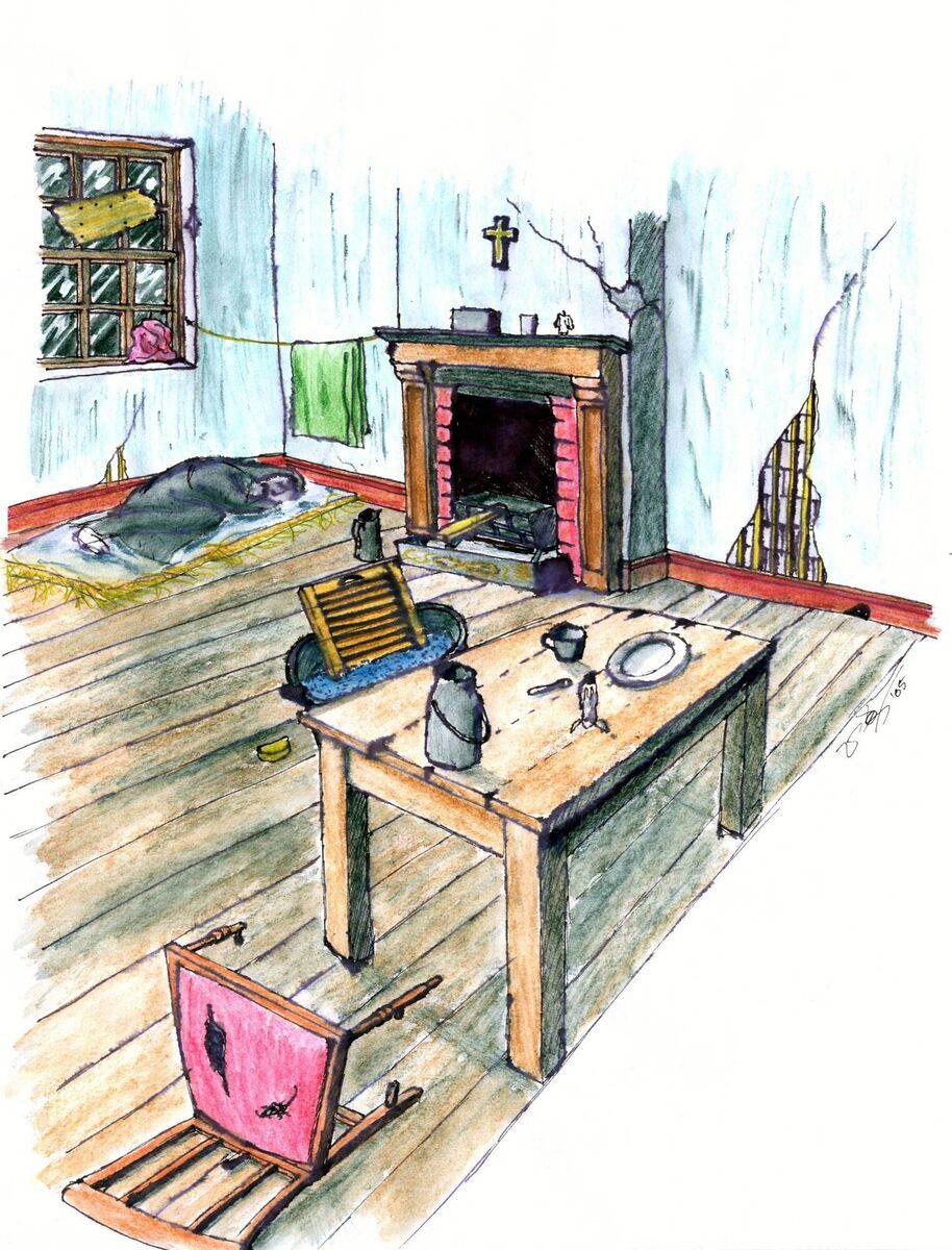 The scene in Anne's garret when she died. Picture: Mícheál Ó Doibhilín The scene in Anne's garret when she died. Picture: Mícheál Ó Doibhilín