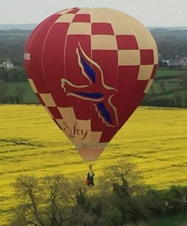 Carol Davis flying one of her hot air balloons. Carol Davis flying one of her hot air balloons.