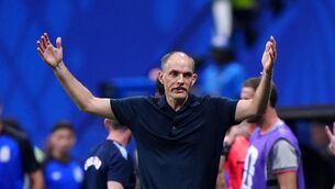 <p>England manager Thomas Tuchel reacts on the touchline. Pic: Bradley Collyer/PA Wire.</p>