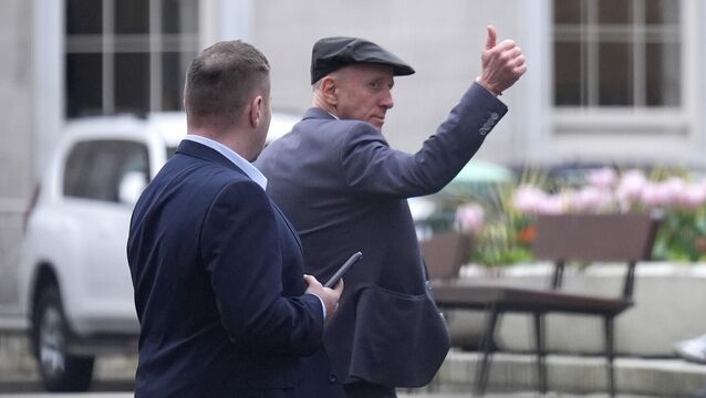 <p>Independent TD Michael Healy-Rae gives a thumbs-up to the crowds gathered outside Leinster House in Dublin. File picture: Niall Carson/PA Wire</p>