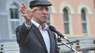 <p>Michael Healy-Rae speaking in the town square in Bantry, Co Cork. Picture: Dan Linehan</p>