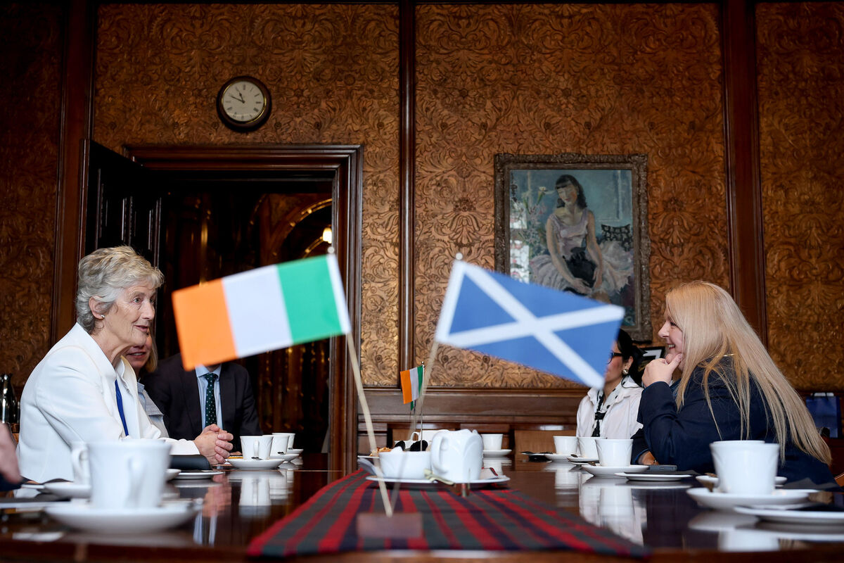 President Connolly at Glasgow City Chambers meeting with Jacqueline McLaren, Lord Provost and Lord Lieutenant of Glasgow, during her visit to Scotland. Picture: Tony Maxwell President Connolly at Glasgow City Chambers meeting with Jacqueline McLaren, Lord Provost and Lord Lieutenant of Glasgow, during her visit to Scotland. Picture: Tony Maxwell