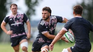 <p>Alex Nankivell in full flow during Munster training. Pic: INPHO/Ben Brady</p>
