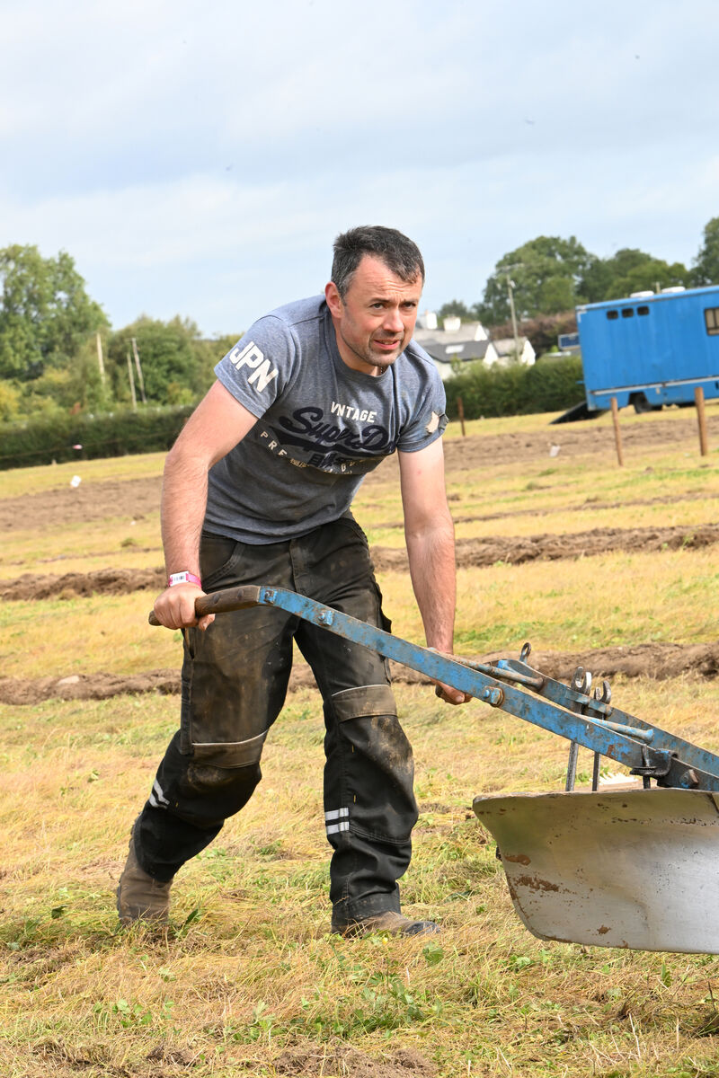 Ploughman Jeremiah Delaney from Cork East, ploughing in the special horse class on Day Three of the National Ploughing Championships 2026 at Screggan, Tullamore, Co Offaly. Ploughman Jeremiah Delaney from Cork East, ploughing in the special horse class on Day Three of the National Ploughing Championships 2026 at Screggan, Tullamore, Co Offaly.