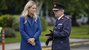 <p>Then justice minister Helen McEntee and then Garda commissioner Drew Harris in September, 2023. 'There is no allegation that she acted with nefarious intent, but political accountability also accrues for serious errors, particularly when it has to do with the protection of a discloser.' File picture: Niall Carson/PA</p>