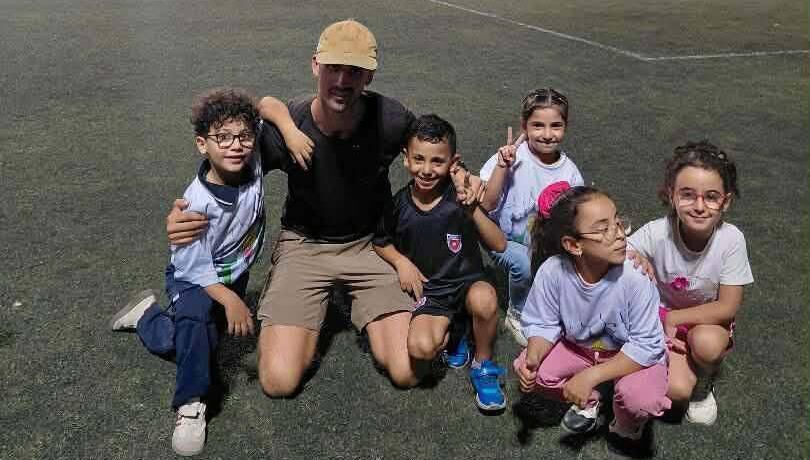 James Ryan from Fermoy in Cork at a soccer event in Jordan with children who were medically evacuated from Gaza. James Ryan from Fermoy in Cork at a soccer event in Jordan with children who were medically evacuated from Gaza.