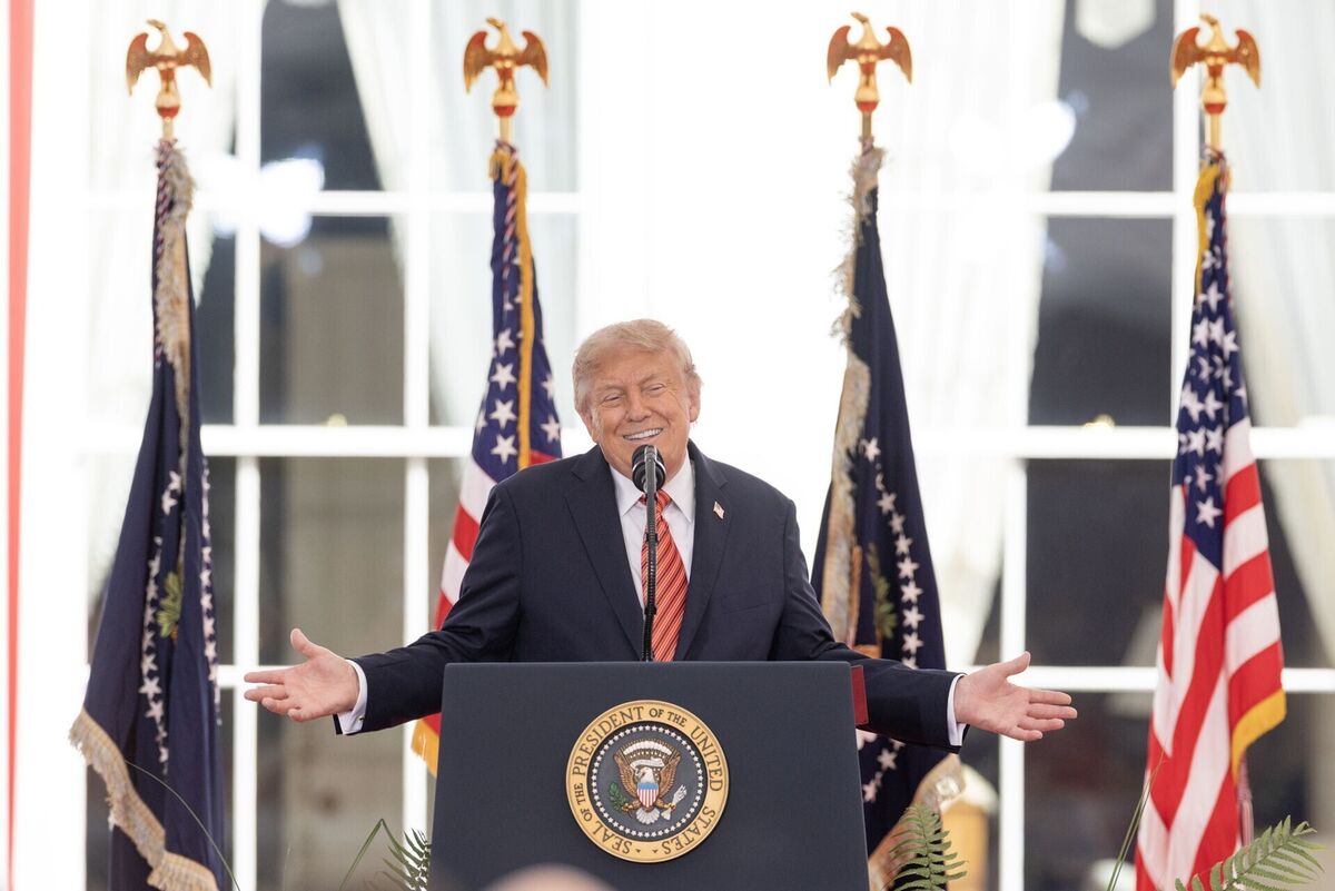 US president Donald Trump speaking at the US ambassador's residence in Phoenix Park, Dublin last week. Trump caused uproar with his endorsement of Irish unity — but it was not his first time making such comments. Picture: Naoise Culhane/PA US president Donald Trump speaking at the US ambassador's residence in Phoenix Park, Dublin last week. Trump caused uproar with his endorsement of Irish unity — but it was not his first time making such comments. Picture: Naoise Culhane/PA