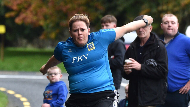 <p>29-time German champion Anke Klöpper knocked Kelly Mallon out in the Queen of the Roads semi-final. Pic: Dan Linehan</p>