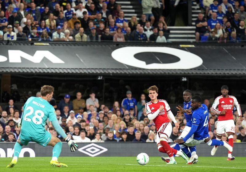 Max Dowman leaves Cédric Kipré floundering to score his brilliant second, and Arsenal’s third, goal at Ipswich. Pic: Joe Giddens/PA Max Dowman leaves Cédric Kipré floundering to score his brilliant second, and Arsenal’s third, goal at Ipswich. Pic: Joe Giddens/PA
