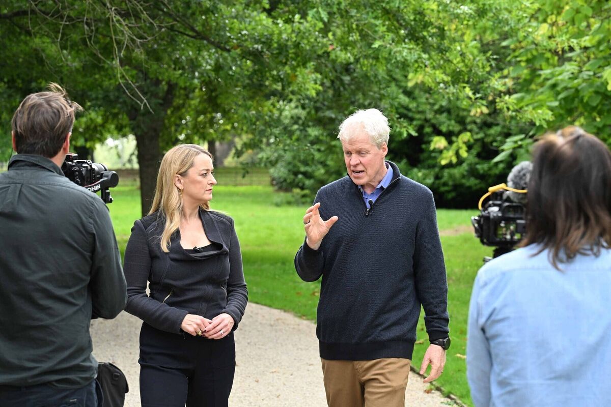 Earl Spencer, brother of Diana, Princess of Wales, in the grounds of the Althorp estate being interviewed by Laura Kuenssberg. The full interview will be broadcast on BBC on Sunday. Picture: Jeff Overs/BBC/PA