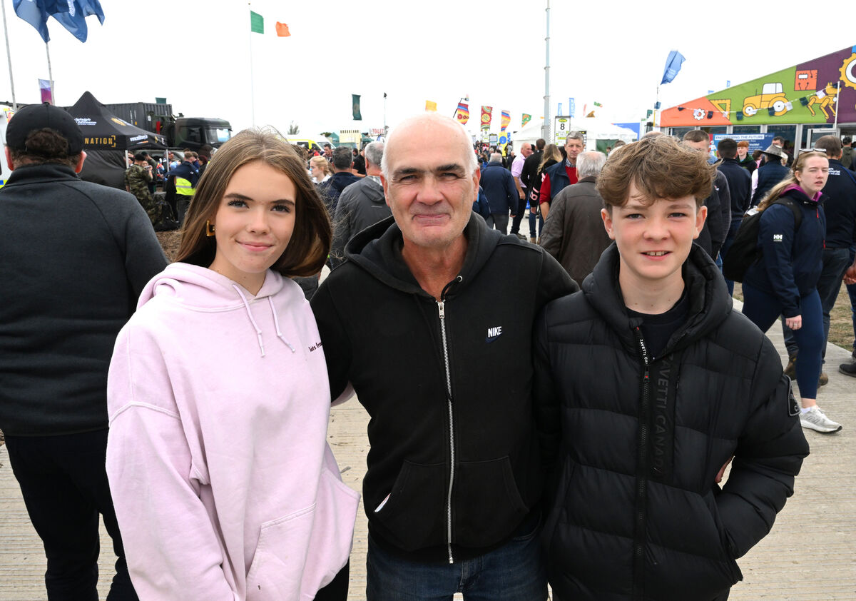 Sarah, Seamus, and James Roche from Blackrock, Cork, enjoying the National Ploughing Championships 2026 at Screggan, Tullamore, Co Offaly. Picture: Larry Cummins Sarah, Seamus, and James Roche from Blackrock, Cork, enjoying the National Ploughing Championships 2026 at Screggan, Tullamore, Co Offaly. Picture: Larry Cummins