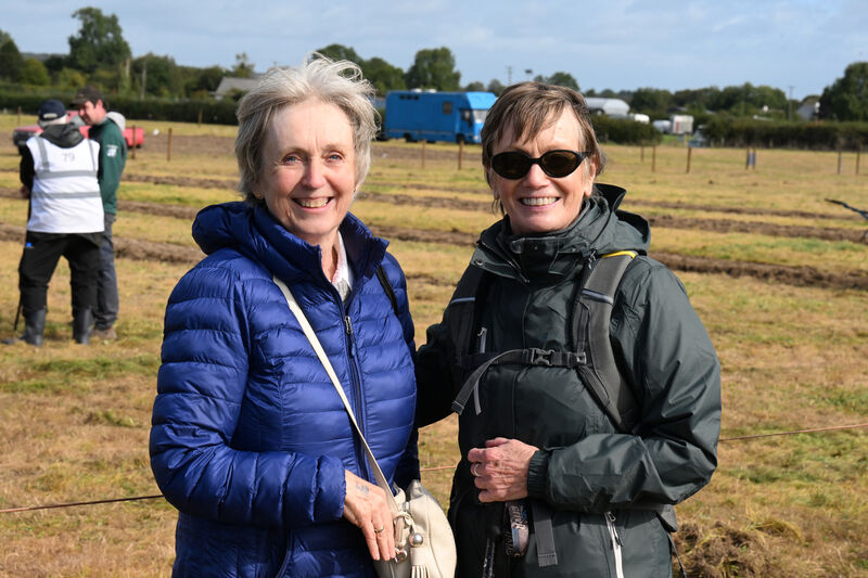 Friends Miriam O'Flaherty, Co Offaly, and Monica O'Sullivan, Cloghduv, Cork, watching the special horse class on Day Three of the National Ploughing Championships 2026 at Screggan, Tullamore, Co Offaly. Picture: Larry Cummins