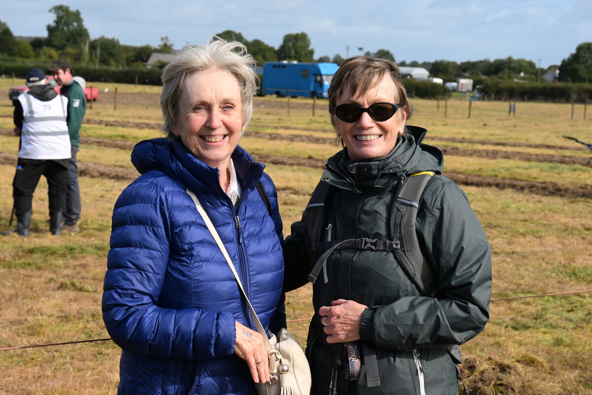 Friends Miriam O'Flaherty, Co Offaly, and Monica O'Sullivan, Cloghduv, Cork, watching the special horse class on Day Three of the National Ploughing Championships 2026 at Screggan, Tullamore, Co Offaly. Picture: Larry Cummins Friends Miriam O'Flaherty, Co Offaly, and Monica O'Sullivan, Cloghduv, Cork, watching the special horse class on Day Three of the National Ploughing Championships 2026 at Screggan, Tullamore, Co Offaly. Picture: Larry Cummins