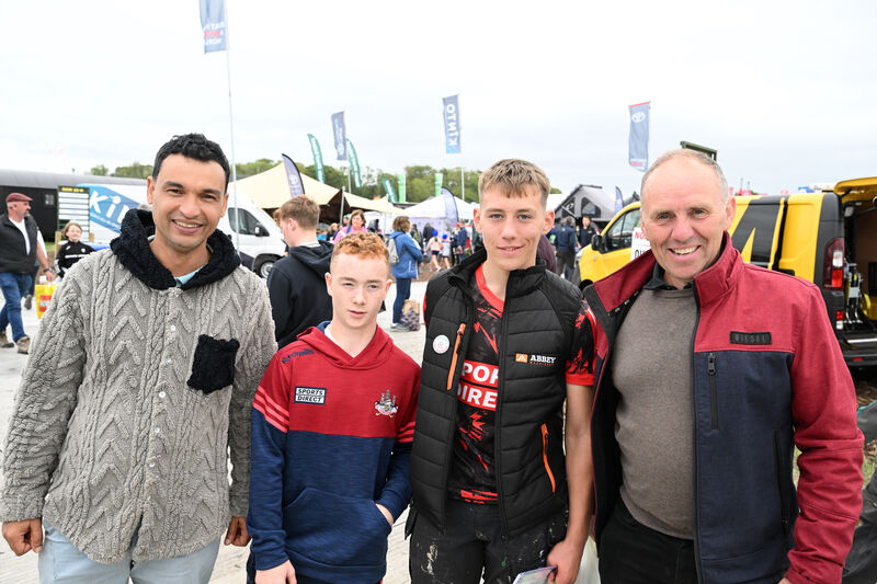  Brahim Benene, Cathal McInerney, and Adam and Noel Piggott from Mitchelstown, Co Cork, at the Ploughing this week. Picture: Larry Cummins