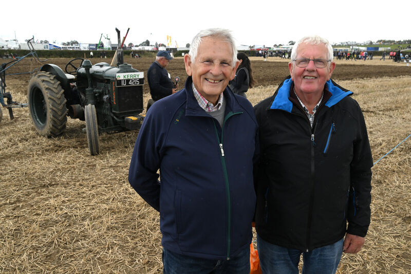 John Crean and John Motherway from East Cork enjoying the vintage ploughing competition at the National Ploughing Championships at Screggan, Tullamore, Co Offaly. Picture: Larry Cummins