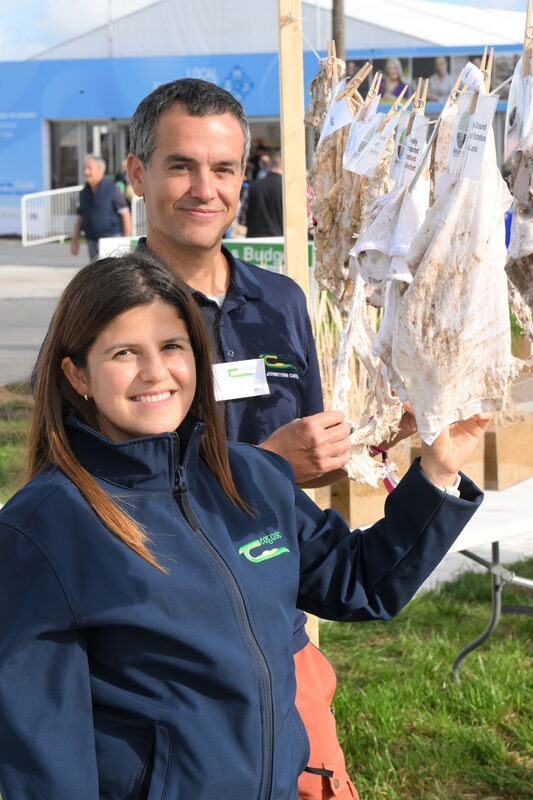 Teagasc staff members Gabriela Cardenas Alvarez and Luis Lopez-Sangil with their eye-catching display of underpants demonstrating soil health as part of the Ground Truth citizen science project at this year's Ploughing Championships. Picture: Larry Cummins