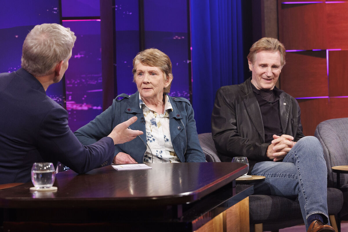 Historian Catherine Corless and Liam Neeson pictured on the Late Late Show. Picture Andres Poveda