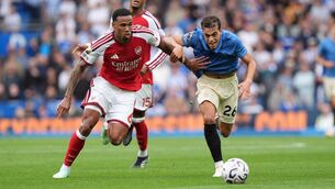 <p>Brighton and Hove Albion's Yasin Ayari (right) and Arsenal's Gabriel battle for the ball during the Premier League match at Vitality Stadium, Brighton. Picture: Gareth Fuller/PA Wire. </p>