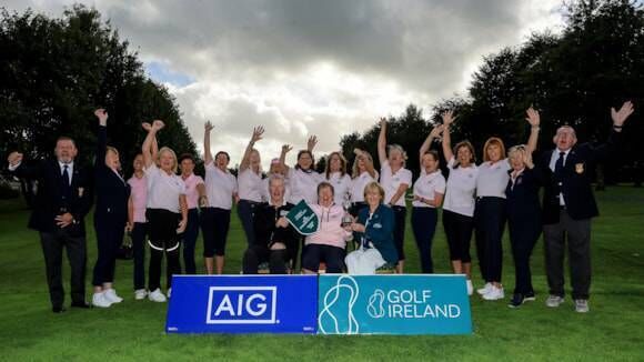 The Naas team that won the AIG Women's Intermediate Foursomes All-Ireland title in Ennis. Photo: Bryan Keane / Inpho. The Naas team that won the AIG Women's Intermediate Foursomes All-Ireland title in Ennis. Photo: Bryan Keane / Inpho.