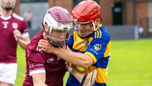 <p>Lisgoold’s James O’Driscoll and Bishopstown’s Gearoid Murphy go head to head. Picture Chani Anderson</p>