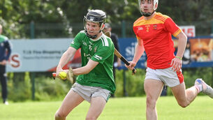 <p> Aghada's Jamie O'Hanlon crashes the ball to the Mallow net during their Cork IAHC quarter-final clash at Blarney. Pic: David Keane.</p> <p> Aghada's Jamie O'Hanlon crashes the ball to the Mallow net during their Cork IAHC quarter-final clash at Blarney. Pic: David Keane.</p>