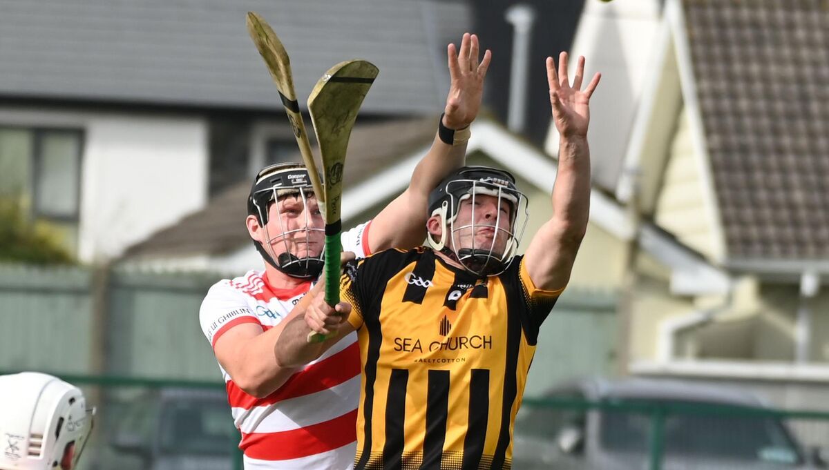 Russell Rovers' Pierce Cummins and Ballygiblin's Aaron O'Brien go high for the sliotar during the Co-Op Superstores IAHC relegation/Playoff at Rathcormac. Picture; Eddie O'Hare Russell Rovers' Pierce Cummins and Ballygiblin's Aaron O'Brien go high for the sliotar during the Co-Op Superstores IAHC relegation/Playoff at Rathcormac. Picture; Eddie O'Hare