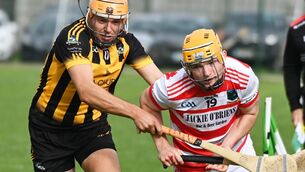 <p>Ballygiblin's Darragh Flynn and Russell Rovers' Kieran Walsh in a race for the sliotar during the Co-Op Superstores IAHC relegation/Playoff at Rathcormac. Picture; Eddie O'Hare</p> <p>Ballygiblin's Darragh Flynn and Russell Rovers' Kieran Walsh in a race for the sliotar during the Co-Op Superstores IAHC relegation/Playoff at Rathcormac. Picture; Eddie O'Hare</p>