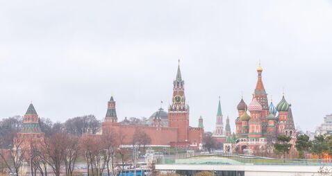 The historic buildings in the famous Red Square of Moscow, RussiaŽs Capital City, create a picturesque skyline
