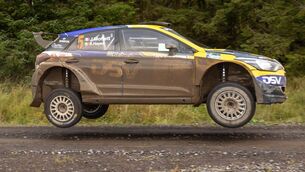 <p>Monaghan's Josh Moffett (Hyundai i20 R5) and his Wexford co-driver Andy Hayes took an important victory in the Omagh based Bushwhacker Rally to move into the lead of the Trailer parts & spares Irish Forest Rally Championship. Picture: Courtesy of Kevin Shields Motorsport Photography. </p> <p>Monaghan's Josh Moffett (Hyundai i20 R5) and his Wexford co-driver Andy Hayes took an important victory in the Omagh based Bushwhacker Rally to move into the lead of the Trailer parts & spares Irish Forest Rally Championship. Picture: Courtesy of Kevin Shields Motorsport Photography. </p>