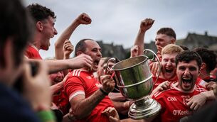 <p>Rathmore players celebrate their first Kerry club title in 15 years, led by Dan Murphy. Pic: David Ribeiro/Inpho</p> <p>Rathmore players celebrate their first Kerry club title in 15 years, led by Dan Murphy. Pic: David Ribeiro/Inpho</p>