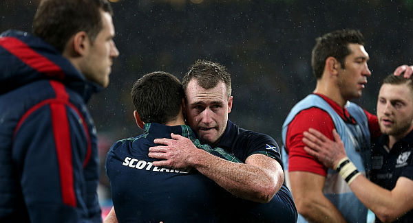 A dejected Stuart Hogg after the game yesterday. Pic: PA